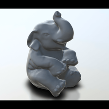 fil Heykeli - gülümseyerek oturuyor sanat heykel hayvan memeli doğa taş 3d print model - Mito3D