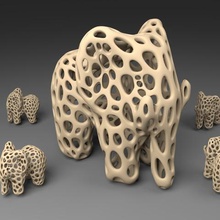 l'éléphant de voronoi style jeu les animaux 3d print model - Mito3D