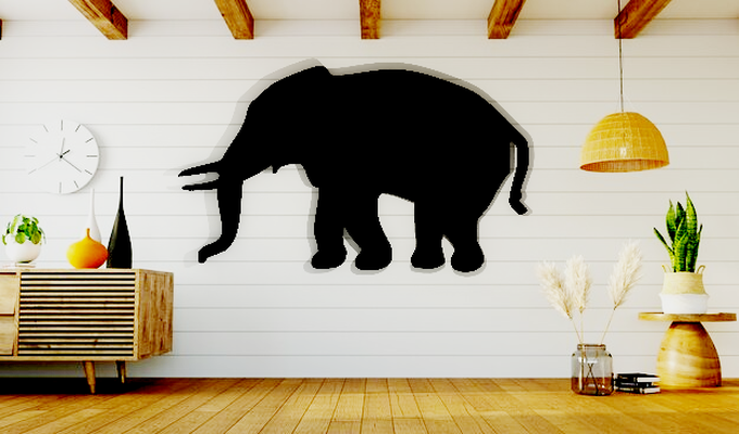 l'éléphant mur art 3d print model - Mito3D