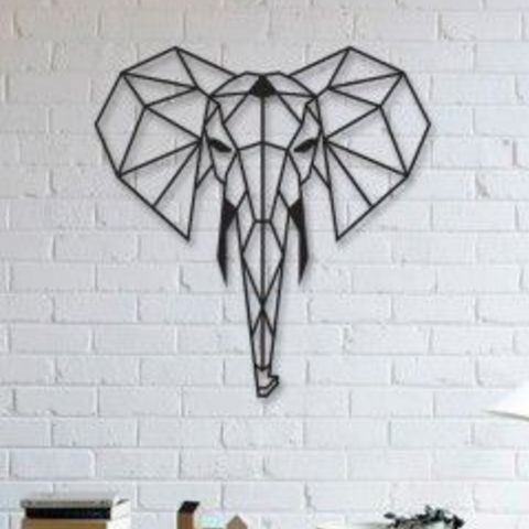 elephant wall sculpture 2d art decoration geometric geometry lowpoly low poly 3D print model - Mito3D