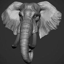 elephanthead art animale denti giocattolo africa 3d print model - Mito3D