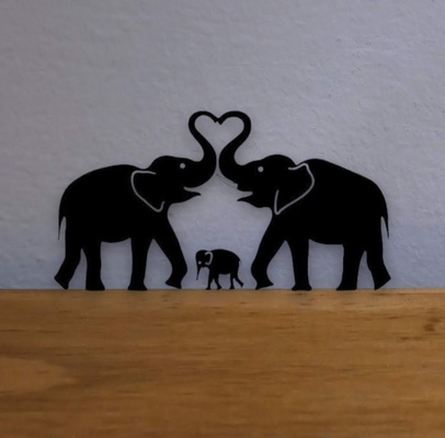 elefantes 1 arte elefante animal animais decoração tabela mesas parede silhueta sombra 3d print model - Mito3D