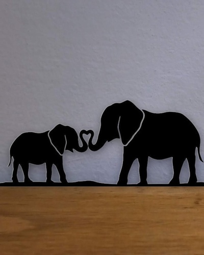 elefantes 2 arte elefante animal animais decoração tabela mesas parede silhueta sombra 3d print model - Mito3D