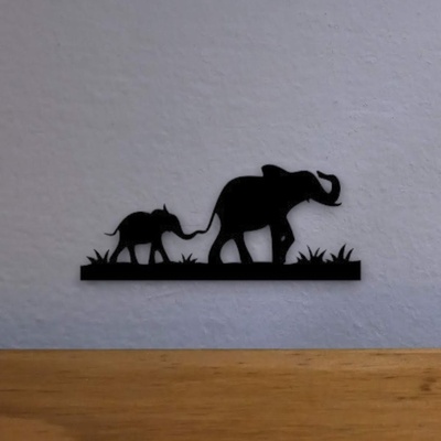 elefantes 3 arte elefante animal animais decoração tabela mesas parede silhueta sombra 3d print model - Mito3D