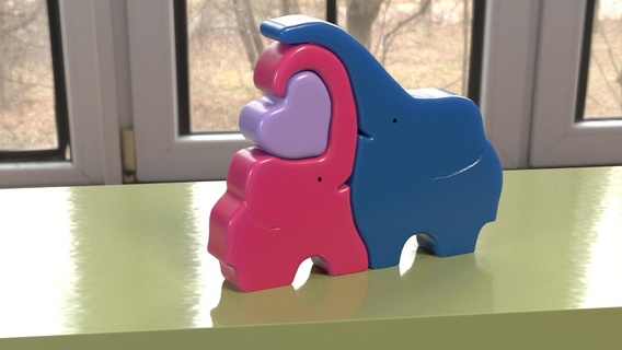 elephants love statuette elephant stl 3d printing decoration gift heart saint valentine 3d print model - Mito3D