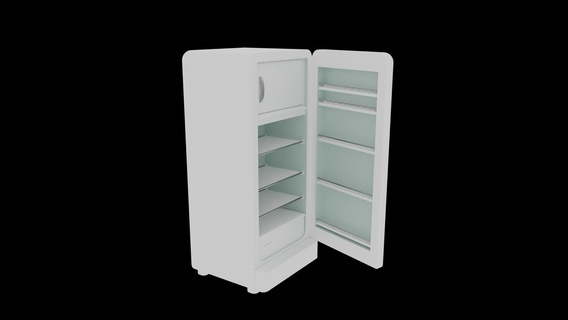 eletrical appliances - fridge stove pans extractor hood achitecture interior design kitchen stove pan extractor hood fridge white blue  3d print model - Mito3D
