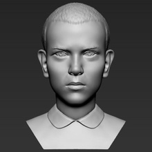 eleven stranger things bust 3d printing ready stl obj formats art movie character actor peaky blinders witcher hollywood tv show shadow monster mind flayer hopper mike dustin 3d print model - Mito3D