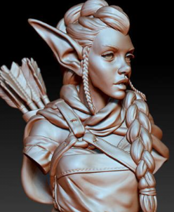 elf archer bust midost Art time elfarcher 3d print model - Mito3D
