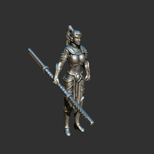 elf female warder spellforce dnd dungeons and dragons game gaming mini miniature rpg tabletop 3D print model - Mito3D
