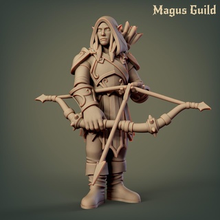 elf fighter bow mg54 elves rpg dragons dungeons fantasy 5e dnd d&d sigmar aos miniature tabletop hero drow middle assassin magus guild 3d print model - Mito3D