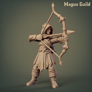 elf fighter mg51 elves rpg bow dragons dungeons fantasy 5e dnd d&d sigmar aos miniature tabletop hero drow middle assassin magus guild 3d print model - Mito3D