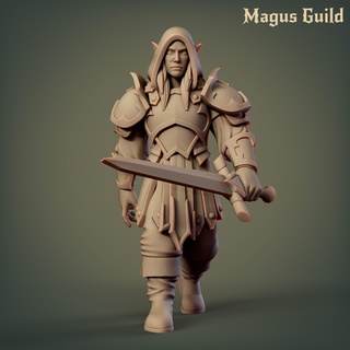 elf fighter sword mg55 elves rpg dragons dungeons fantasy 5e dnd d&d sigmar aos miniature tabletop hero drow middle assassin magus guild 3d print model - Mito3D