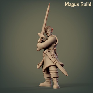 elf fighter sword mg58 elves rpg dragons dungeons fantasy 5e dnd d&d sigmar aos miniature tabletop hero drow middle assassin magus guild 3d print model - Mito3D