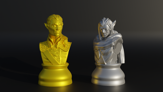 elf figure chess set - 8 different pieces 3d print model challenge game knight victory pawn queen horse win strategic scifi character triumph board toys mate competition bishop 3d print model - Mito3D