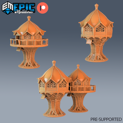 elf forest houses dnd miniature tabletop miniatures gaming monster 3d model rpg dndminis stl file game epic-miniatures dndminiatures 3dprint 3dminiature printedminis 3dprinting dungeon fantasy roleplaying dragon warrior undead pre-supported 3d print model - Mito3D