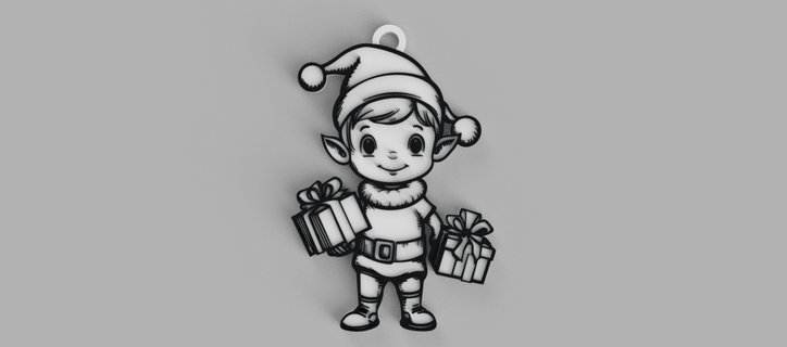 elfe Père Noël claus cadeaux porte clés pendentif boucle d'oreille bijoux ornement arbre Saint noel 3d print model - Mito3D