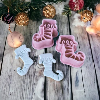 elf sock polymer clay cutter stl file cutters tools earrings 3d print model - Mito3D