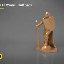 elf warrior character game figure 3d print model armor blade bladed weapon board games dnd dungeons elves toys helmet knight longsword rpg shield statue 3d print model - Mito3D