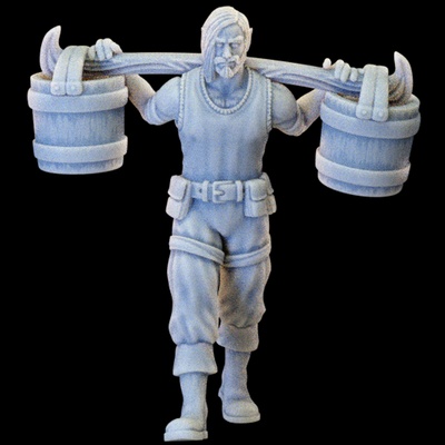 wasserträger durchschnittlich handel kreis bd ii kickstarter träger wasser eimer polieren arbeiter stabil npc 3d print model - Mito3D