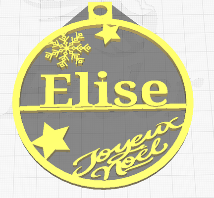 elise christmas bauble ornament noel no l ball first fir decoration fete party star 3d print model - Mito3D