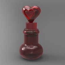 elisir, pozioni gadget cuore scollo a pozione la bottiglia elisir magia il liquido coperchio gotico barattolo profumo 3d print model - Mito3D