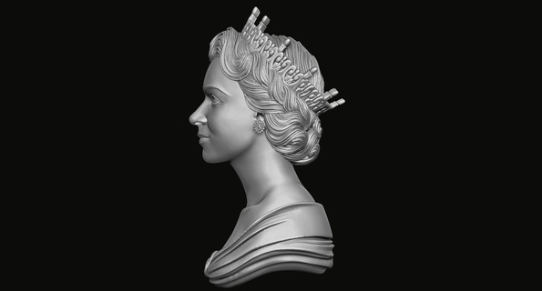 Elizabeth ii reliefs 3d impression modèle pendentif bijoux argent platine bague pendentifs reine femme 3d print model - Mito3D