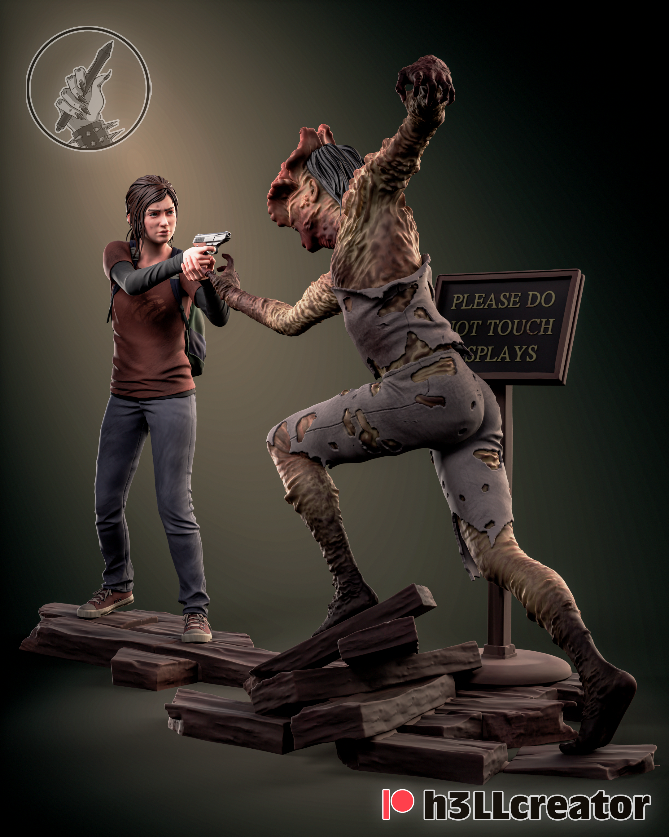 Ellie son us tlou Joel zombi tıklayıcı diyorama netflix oyun istasyonu 3D print model - Mito3D