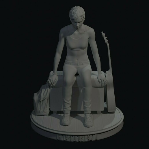 ellie - us 2 the last of part guitar naughty dog game girl woman nude pose backpack 3D print model - Mito3D