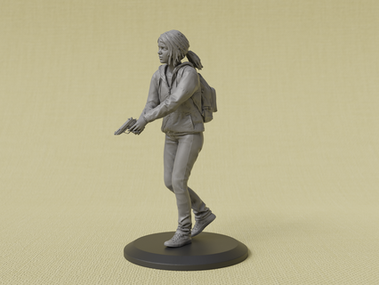 Ellie genç tlou karakter modeli zombi Joel yaramaz köpek oyun son us kıyametin ardından heykel kız 3d print model - Mito3D