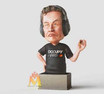 elon almizcle memes chibi version caricatura figurilla 3d impresión tesla riqueza hombre retrato cara busto escultura figuritas auriculares 3d print model - Mito3D