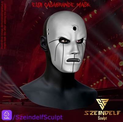 eloy casagrande mask - slipknot game props cosplay szeindelf toon sculpt model 3d band rock heavy metal roll sepultura drums drum brazil 3d print model - Mito3D