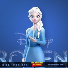 elsa frozen 2 fan art gelé frozen2 disney pixar dessin animé jouet 3d print model - Mito3D