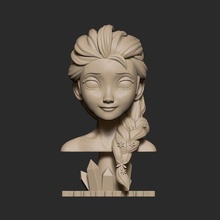 elsa busto 3d impresión modelo Arte congelado disney princesa reina snow hielo figura juguete escultura arte fan estilizado dibujos animados 3d print model - Mito3D