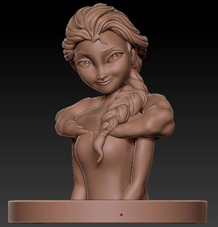 Elsa büst heykel dondurulmuş kar tanesi Disney 3d model 3d print model - Mito3D