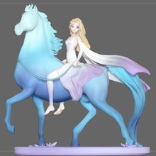 Elsa cavalo branco vestir frozen2 Disney menina Princesa 3d impressão modelo anna congeladas estatueta estátua Bruni sexy fêmea 3d print model - Mito3D