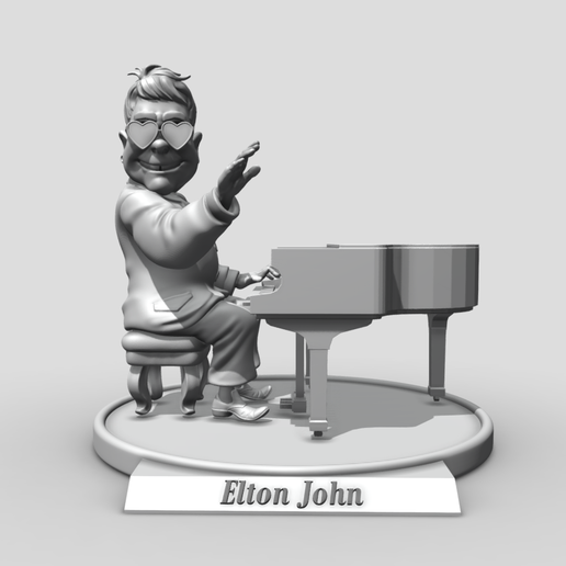 elton john 3d printing fashion toy musician legends printable actionfigure piano guitar pose blend stl miniature 3dprinting figure vinyl 3D print model - Mito3D