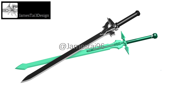 elucidator & dark repulser sword elucidator sword dark repulser sword sao kirito sword cosplay prop anime  3d print model - Mito3D