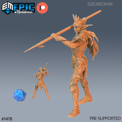 elven moon runner spear dnd miniature tabletop miniatures gaming monster 3d model rpg dndminis stl file game epic-miniatures dndminiatures 3dprint 3dminiature printedminis 3dprinting dungeon fantasy roleplaying dragon warrior undead pre-supported 3d print model - Mito3D