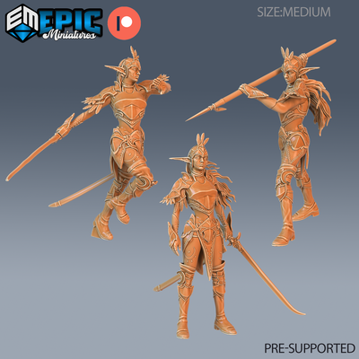 elven moon runner team a dnd miniature tabletop miniatures gaming monster 3d model rpg dndminis stl file game epic-miniatures dndminiatures 3dprint 3dminiature printedminis 3dprinting dungeon fantasy roleplaying dragon warrior undead pre-supported 3d print model - Mito3D