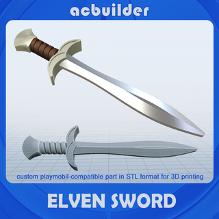 elfique épée playmobil compatible Jeu elfe couteau frodon Seigneur ot anneaux impression stl constructeur 3d print model - Mito3D