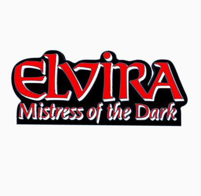 elvira - mistress of dark logo display by maniacmancave3d cassandra peterson horror movie film action figures neca movies mancave 3d print model - Mito3D