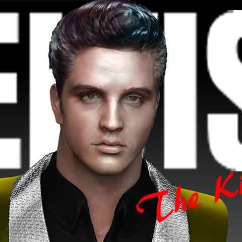 elvis presley king bust art 3d model handsome male man legend idol celebrity actor hollywood history culture pop usa american music song rock roll rocknroll shoulders face head 3D print model - Mito3D