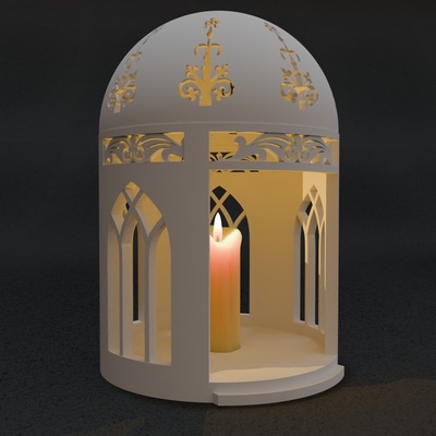 elvish pavillon kerze halter unterstützung zuhause haus architektur dekor spielzeug lowpoly lotr hobbit lampe tolkein fantasie 3d print model - Mito3D
