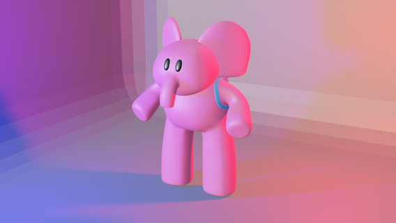 ely pocoyo elephant toy game animal caricature cute pink cartoon 3d print model - Mito3D