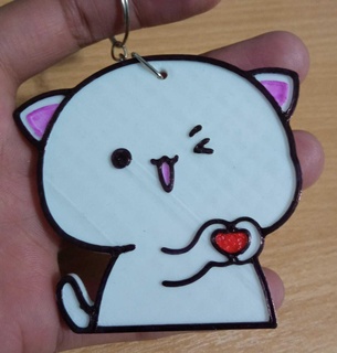 gravado gato Kawaii chaveiro llalavero 5 chave chaves arte amar amor animal mascote lindo 3d print model - Mito3D