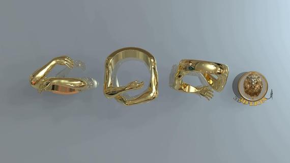 Umarmung Ring Hand Männer Frauen Hochzeit Schmuck Gold Silber 3d print model - Mito3D