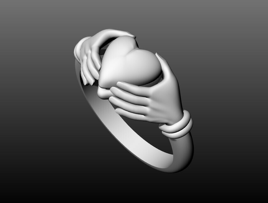 abraço coração anel mãos joalheria ouro imprimível diamante prata jóia argolas amar jóias moda braços namorados Projeto Casamento 3D print model - Mito3D