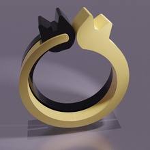 embraced cats ring - 3d4italy anycubic3d jewelry cat double 3d anello 3d print model - Mito3D