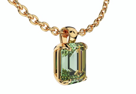 Smeraldo tagliare pietra preziosa oro pendente cad design jcnp 05 3d Stampa modello collane font gioielleria gioielli diamanti collana stampabile 3d print model - Mito3D
