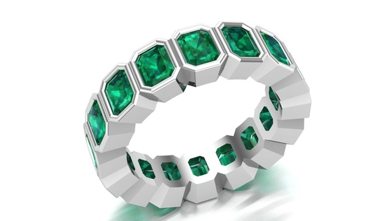 emerald eternity band jewelry jewellery jewels rings ring goldrings silverrings pendant earrings earring whitegold ayyaz166 jewelery 3d print model - Mito3D